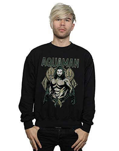 Image of Absolute Cult DC Comics Men's Aquaman Scales Sweatshirt Black XXXXX-Large