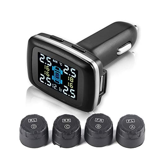 Image of Terisass TPMS DC 12V Car 433.92MHz Tire Pressure Monitoring System Cigarette Lighter Display with 4Pcs External Sensors Kit Universal C-100+tpms monitoring system,+trailer tire monitoring system+tpms