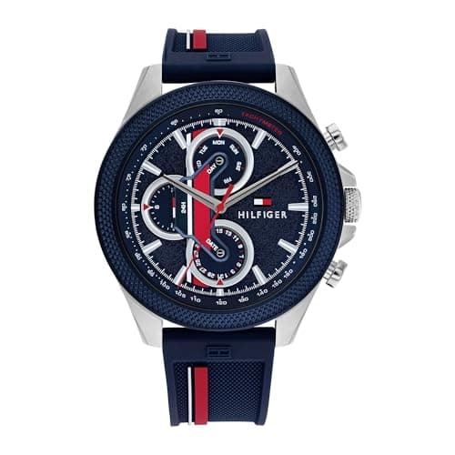 Image of Tommy Hilfiger Analogue Multifunction Quartz Watch for Men with Blue Silicone Bracelet - 1792083