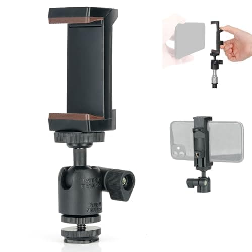 Image of Koolehaoda Cell Phone Tripod Mount Adapter with Universal 1/4" Swivel Mini Ball Head, 360° Rotates Adjustable Cell Phone Clip Clamp Holder, Smartphone Clamp for iPhone