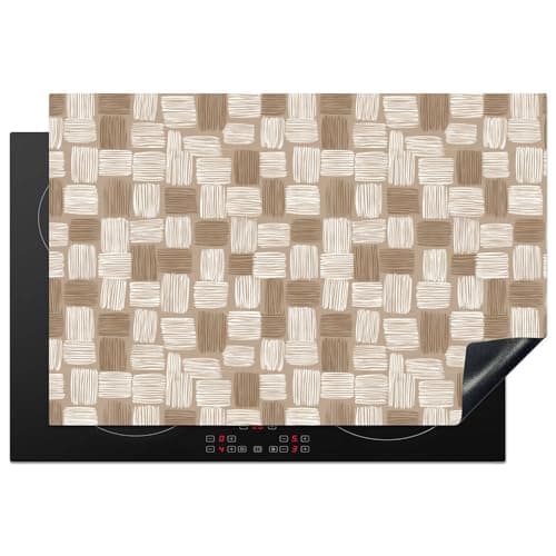 Image of KitchenYeah© Induction Hob Protector Mat 20.3"x29.9" / 76x51.5 cm Cooker Top Protectors Cover Ceramic Covers Electric Hobs Vinyl Block - Pattern - Brown