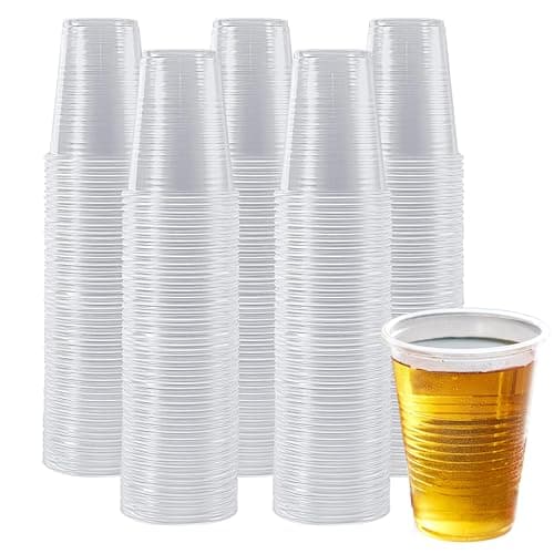 Image of CaterCo Clear Plastic Disposable Vending Drink Cups for Water Coolers - 100 Pack - 7oz - 200ml Plastic Cup - Perfect for Drinking Events, Offices, Reusable, Home, Parties, Gatherings - 7oz - 100 Pack