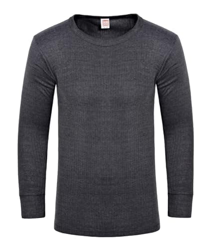 Image of ITRAT® Mens Thermal Underwear Vests Long Sleeve Tops, Thermal T-Shirt Warm Underlayer Winter Thermals Base Layer Clothing Men Vest Top Size S-XXL (Large Grey)