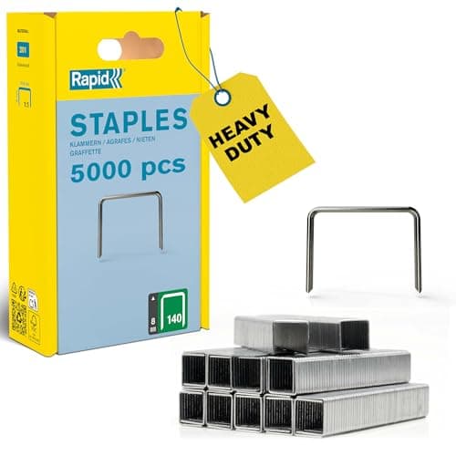 Image of Rapid High-Performance Staples for Insulation, Thin Plastics, Cardboard and Carpets Flatwire No. 140, Leg Length 14mm, Staple Gun Staples, Galvanised Steel, 5000 Pieces, Plastic Box (40303092)