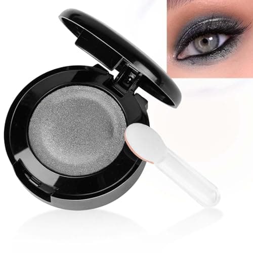 Image of LOPHE Single Shimmer Eyeshadow, Pressed Fine Powder Eyeshadow, Highly Pigmented Longwear Blendable Eye Make up for Day&Night, Waterproof Comes with An Brush and A Small Mirror,Gray