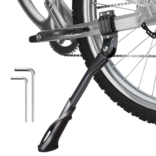 Image of Rthynti Bike Kickstand, Bicycle Kickstand, Aluminum Alloy Bike Stand 24-29 inches Adjustable Universal Bicycle Stand for Mountain Bikes Road Bikes E-Bike(Black)