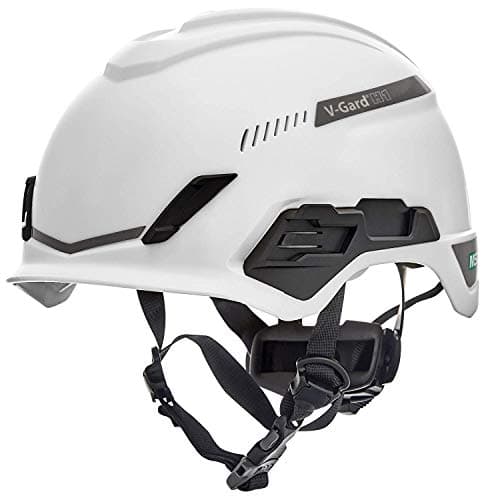 Image of MSA V-Gard H1 Trivent Safety Climbing Helmet - Ventilated - White - 52–64 cm - Hard hat with chinstrap for Work at Height and Rescue - EN12492 & ANSI