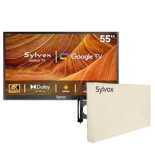 Image of SYLVOX Outdoor TV with Cover, 55 Inch Smart TV 4K 1000 Nit Brightness, Waterproof Outside Television for Partial Sun Area, Works with Google Assistant (Deck Pro 2.0)