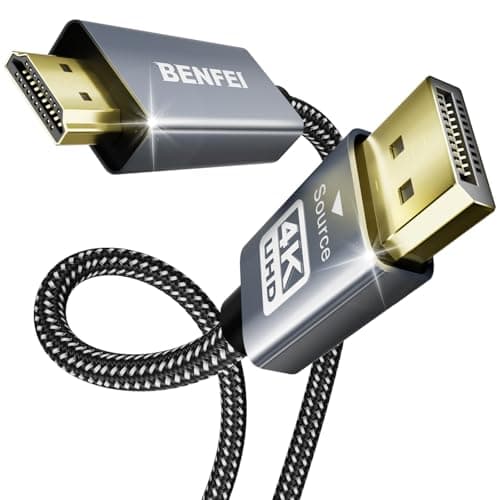 Image of BENFEI 4K DisplayPort to HDMI 6 Feet Cable[Aluminum Shell, Nylon Braided], Uni-Direction DP 1.2 Computer to HDMI 1.4 Screen Cable Compatible with HP, ThinkPad, AMD, NVIDIA, Desktop and More
