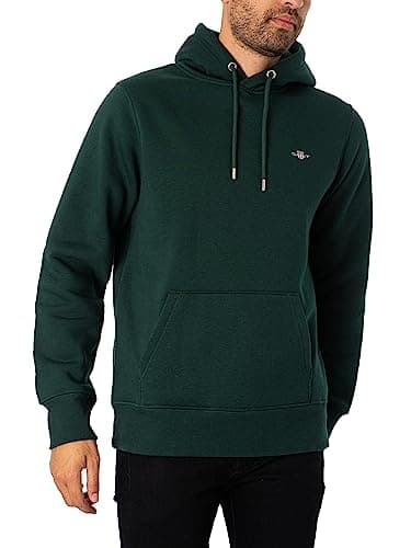 Image of GANT Men's Reg Shield Hoodie, Tartan Green, M