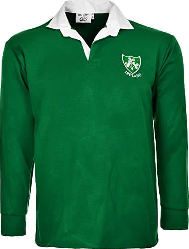 Image of Activewear Ireland Irish Retro Rugby Long Sleeve Shirts Size S to 5XL (2XL, Emerald Green)