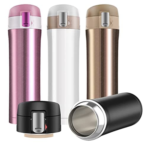 Image of FAPPEN Double Walled Vacuum Flask Thermo, 500ml Stainless Steel Insulated Water Bottle, Flask for Hot and Cold Drinks, Travel Coffee Mug, Sports Water Bottle, Drinks Cup (Gold)