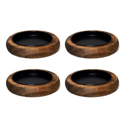 Image of 4pcs Wood Pillar Candle Holder - Round Wooden Holders Plate Tray Coasters Farmhouse Decor for Coffee Table Set of 4