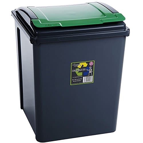Image of 50 Litre Green Plastic Waste Recycle Bin with Flap Lid For Kitchen Home Office