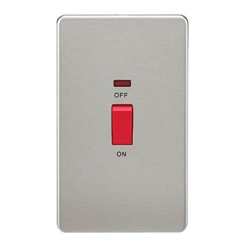 Image of Knightsbridge SF8332NBC Screwless 45 A 2-Gang DP Switch, Brushed Chrome with Neon