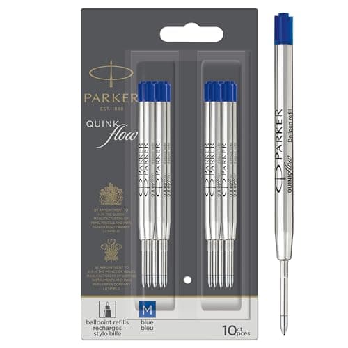 Image of Parker Ballpoint Pen Refills | Medium Point | Blue QUINKflow Ink | 10 Count