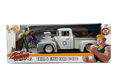 Image of Jada TOYS - STREET FIGHTER 1:24 1956 FORD F-100 Die-Cast Car & 2.75" With Guile Figure, Toys for Kids and Adults