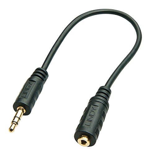 Image of LINDY 35699 Premium Audio Cable Jack 3.5 mm Male to 2.5 mm Jack Female, 20 cm Black