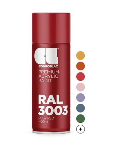 Image of Cosmos LAC Acrylic Paint Spray Can in Many RAL Colours, 400 ml Spray Can Perfect for DIY, Upcycling and Other Painting Work RAL 3003 RUBY RED N311