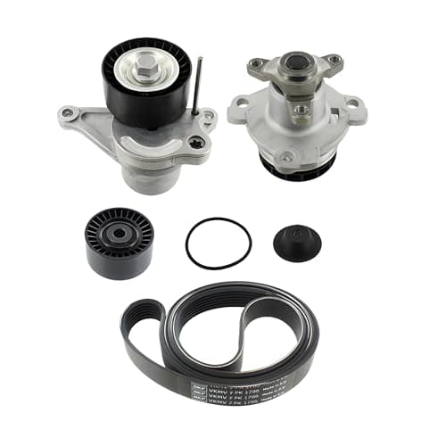 Image of SKF Water Pump And V-Ribbed Belt Kit With Seals VKMC 36084 Height 171 mm Length 271 mm Width 142 mm - OE Quality