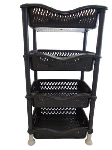 Image of A406 4 Tier Stackable Rectangular Vegetable Rack kitchen Garage Storage Utility (Black)