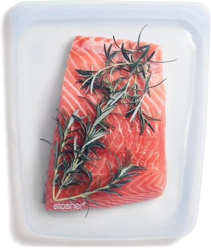 Image of Stasher Half Gallon Reusable Sandwich Bags (Clear)| Freezer Bags For Travel and Food Storage, Silicone Zip Lock Plastic Bags | 24.1cm x 27.3cm x 1.3cm / 1.8L