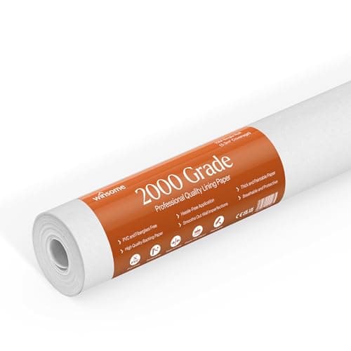 Image of Lining Paper for Walls 2000 Grade Thick - 10m x 53cm Wallpaper for New & Damaged Ceiling & Walls for Paint - Easy to Install & Remove Heavy Duty Paintable Plain White Lining Paper