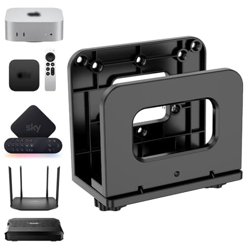 Image of sciuU Universal Adjustable Wall Mount Bracket for WiFi Router, TV Box & Mini PC - VESA Mount Holder for Mac Mini, Media Players, Modems - Space-Saving Shelf for Devices up to 6.5cm Thick