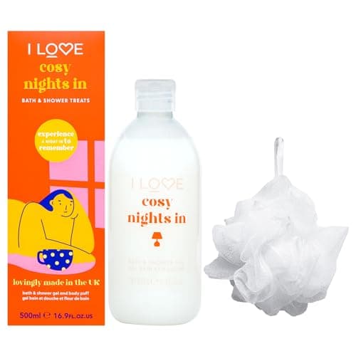 Image of I LOVE Cosy Nights In Bathtime Treats Bath and Shower Gel - Body Wash and Body Exfoliator Scrub for Smooth Skin - Chocolate Marshmallow Scent - 1 pc