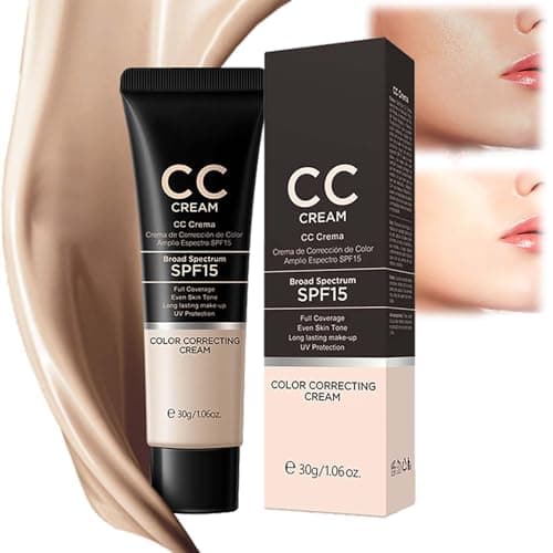 Image of SPF 15 CC Cream Foundation, Color-Correcting & Anti-Redness Cream with Lightweight Hydrating Formula. Medium Coverage Corrector, Ideal for Imperfections Natural