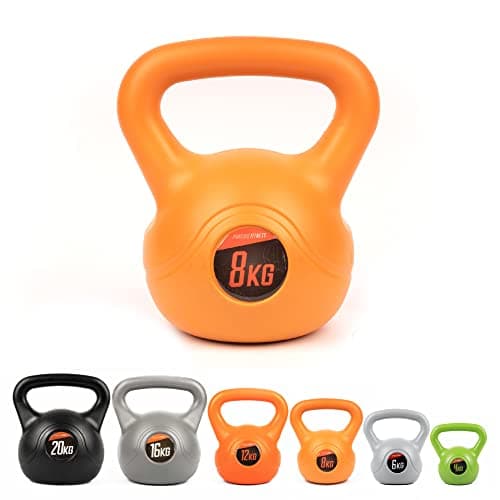 Image of Phoenix Fitness RY932 Vinyl Kettlebell - Heavy Weight Kettle Bell for Home Gym Workout Equipment Strength Fitness Pilates Weight Training, 8kg, Orange