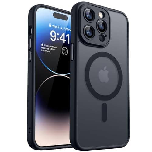 Image of CANSHN Magnetic Compatible with iPhone 14 Pro Max Case(6.7 Inch), Upgraded [Full Camera Protection] [Compatible with Magsafe] [Translucent Matte] Shockproof Protective Phone Case Cover - Black