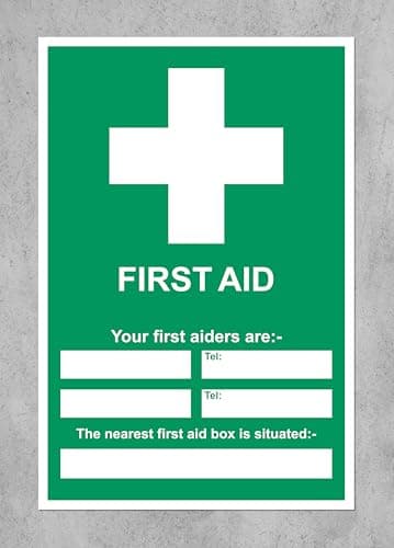 Image of First aid sign your first aiders are - the nearest first aid box is situated at safety sign - 1.2mm Rigid plastic 300mm x 200mm