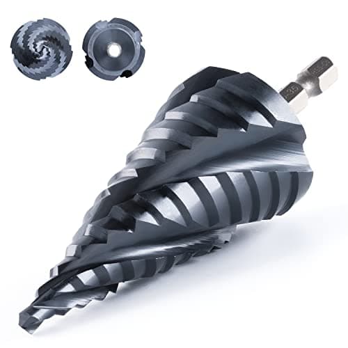 Image of toolant Four Spiral Flute Cobalt Step Drill Bit(Pro Max), 5-35mm Impact Ready Four Spiral Flutes Unibit Step Bit, 1/4" Hex Shank Unibit for Metal, Stainless Steel, Aluminum, Wood, Plastic