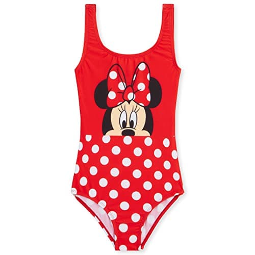 Image of Disney Stitch Girls Swimming Costume Stretchy One Piece Swimsuit Comfy Teenagers Swimwear Beach Pool Holiday Essentials (Red Minnie, 5-6 Years)