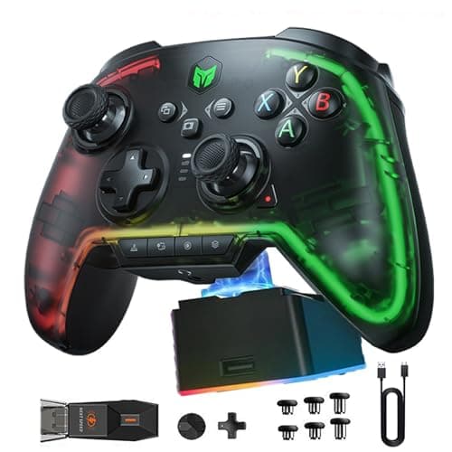 Image of BIGBIG WON Wireless Controller, Rainbow 2 Pro RGB PC Controller Motion Aiming, Hall Effect Trigger, ALPS Joystick, 3.5mm Audio, Gamepads APP for Android/iOS/PC Windows10&11/Switch with Charging Dock