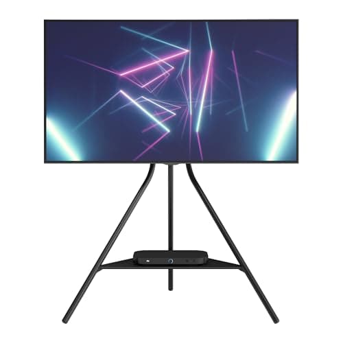 Image of AVF Tiga Tripod TV Stand - Lightweight & Free-Standing Black Metal Unit with Shelf and Universal VESA Mount for Up to 65" TVs & 40kg - FSL900TIGB