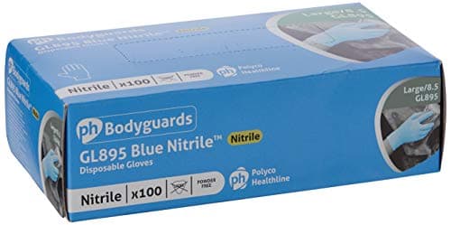 Image of Bodyguard GL8953 Nitrile Disposable Gloves, Powder Free, Size L, Blue, 100 Pieces