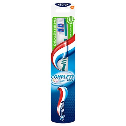 Image of Aquafresh Toothbrush Adult, Complete Care Toothbrush for Effective Cleaning of Teeth, Plastic-free Packaging, Medium