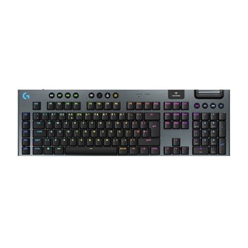 Image of Logitech G G915 X LIGHTSPEED Low-Profile Wireless Gaming Keyboard, Double-Shot PBT Keycaps, Fully Programmable Keys, RGB Backlighting, GL Brown Tactile Switches - PC/Mac, QWERTY UK English - Black