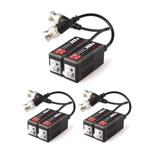 Image of TECHGEAR 6x 8MP / 4K CCTV Passive Video Balun BNC Connector Adapter Transmitter & Transceiver, Male BNC to Easy Press-Fit UTP CAT5/5e/6/6e Cable for 4K / HD CCTV DVR Camera System (3 Pairs)