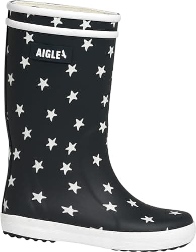 Image of Aigle Unisex Kid's Lolly Pop Play2 Rain Boot, Navy Star, 2 UK