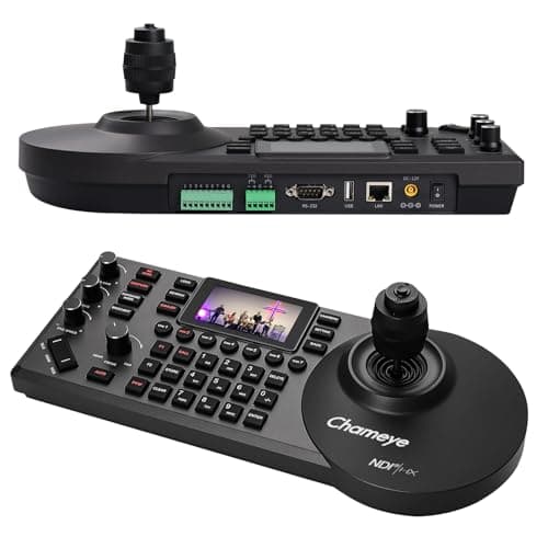 Image of Chameye NDI PTZ Controller PoE 4D Joystick PTZ Camera Controller with LCD Screen for PTZ Camera IP Keyboard, E300 Black, NDI License Included