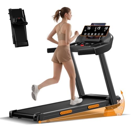 Image of 3-in-1 Foldable Treadmill with 14% Incline, Folding Treadmill 12KM/H for Home, 3HP Electric Running Machine, 180KG Capacity Quiet Running Machine for Office Gym, 3 Screen Display & 12 Programs