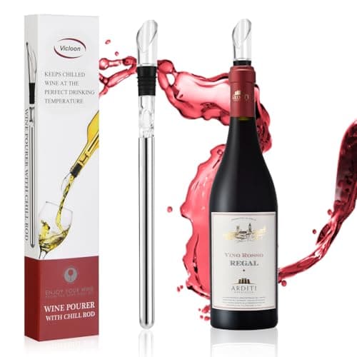 Image of Vicloon Wine Cooler, Portable Wine Bottle Chiller with Aerator Pourer, Stainless Steel, Wines Bottle Cooler Stick with Aerator Pourer, Wines Chiller Stick for White & Red