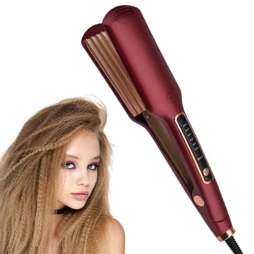 Image of DSXVJHD Hair Crimper for Women, Professional Hair Curler, Ceramic Crimper Wave Curling with 6 Adjustable Temperatures, Iron Wand Wet Dry Styling Tool for Fluffy, Corn, Perm, Waves, Straight Hairstyle