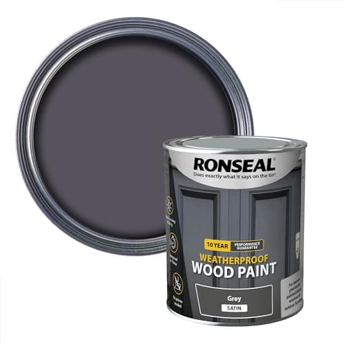 Image of RONSEAL 10 Year Weatherproof 2-in-1 Wood Paint Grey Satin 750ml
