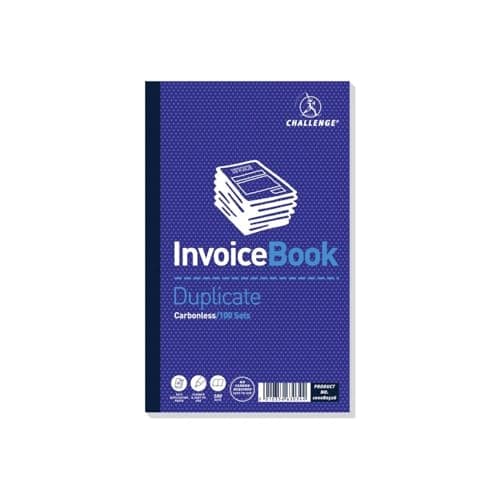 Image of Challenge Duplicate Invoice without VAT Book Carbonless 100 Sets 210 x 130mm [Pack of 5]