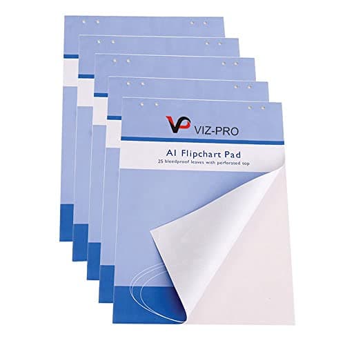 Image of VIZ-PRO Standard Easel Pads, A1 Flipchart Paper Pad, 25-Sheets/Pad, 5-Pads/Pack
