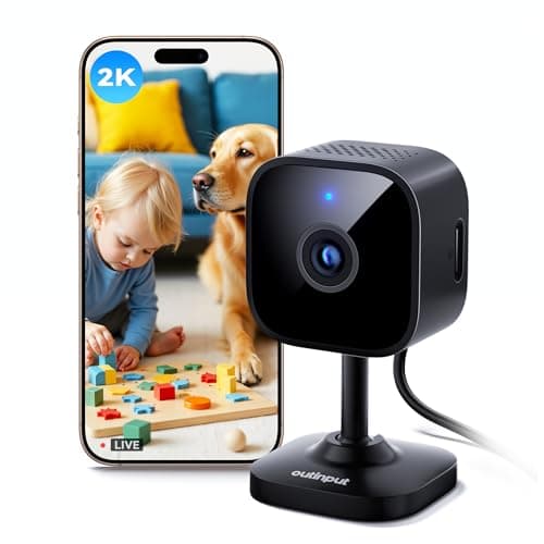 Image of Outinput 2K 3MP Indoor Security Camera, 2.4GHz WiFi CCTV Camera Indoor for Home with Night Vision, Motion & Sound Detection, 2-Way Audio, 24/7 Recording No Drill Wall Mount Pet Camera (Black)